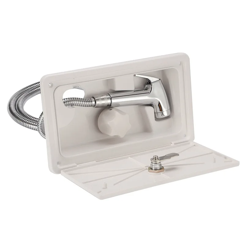 RV External Exterior Shower with Lock Hot Cold Adjustable RV External Shower Box 1Pcs RV Shower Camper Accessories