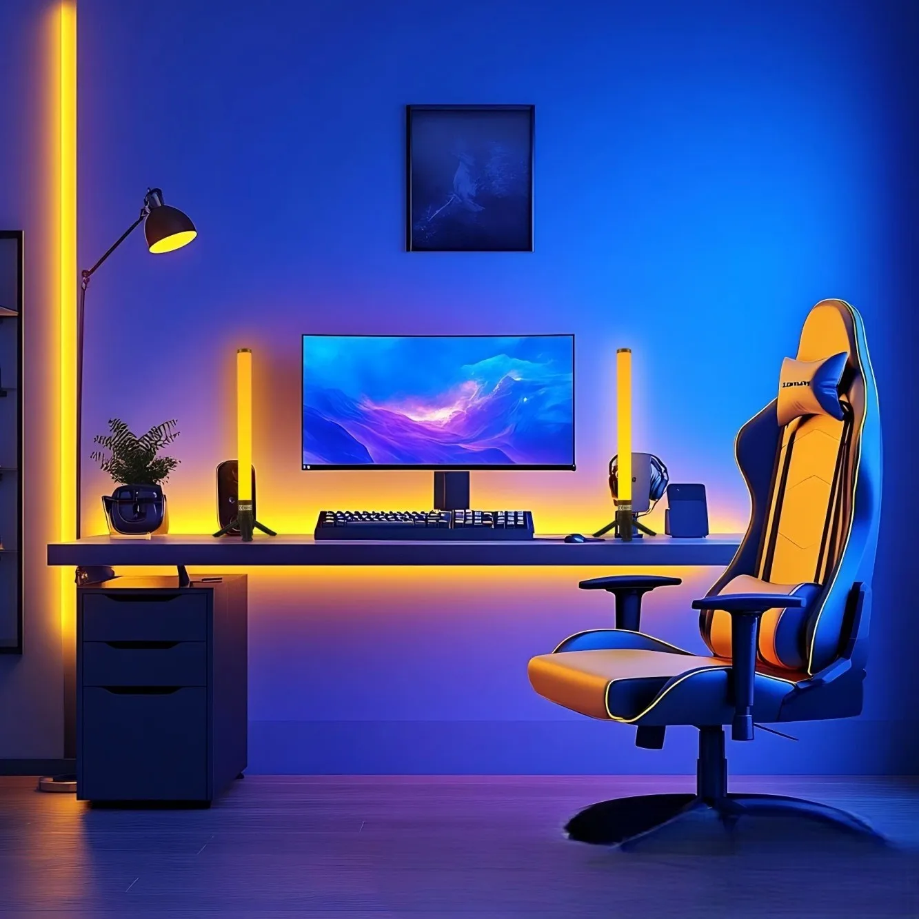 Colorful RGB pickup lamp desktop desk lamp e-sports room computer rhythm lamp bedroom atmosphere fill light