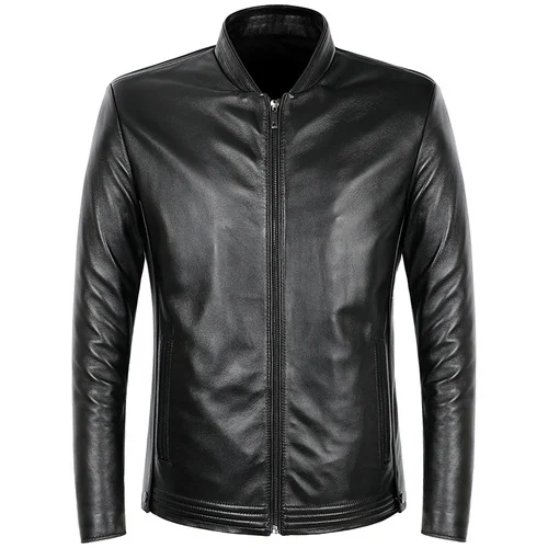 Coat 100% Sheepskin Men's Genuine Leather Jacket Men Spring Autumn Men's Leather Jackets Slim Chaqueta Cuero Hombre 2023