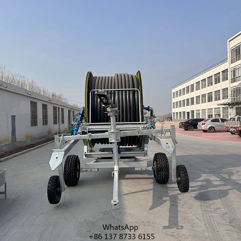 300m Hose Reel Irrigation Machine With Water Turbine Drive For Automatic Retraction And Wide Coverage Farmland Use