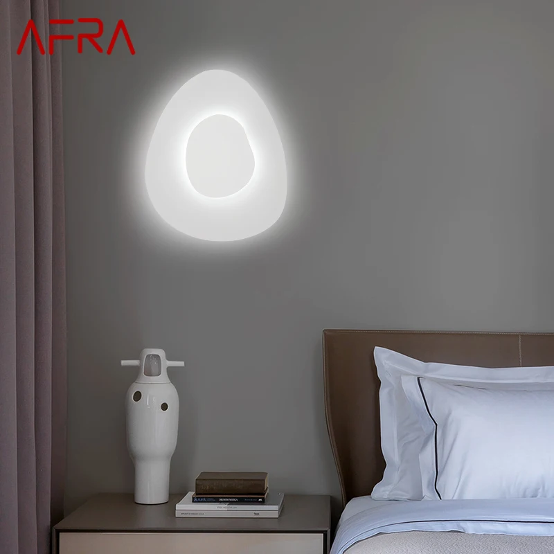 AFRA Modern Interior Wall Lamp LED Creative Simple White Sconce Lights for Home Living Room Bedroom Corridor Decor