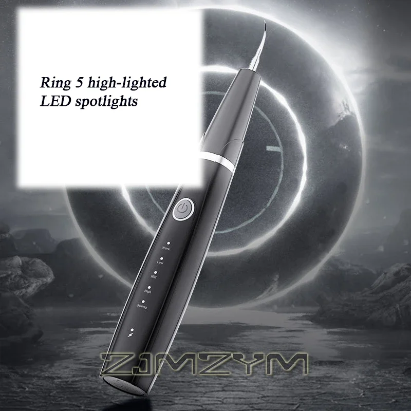 Limpador dental portátil para casa inteligente, ipx6, à prova d'água, ultrassônico, instrumento de beleza dental com 5 holofotes led