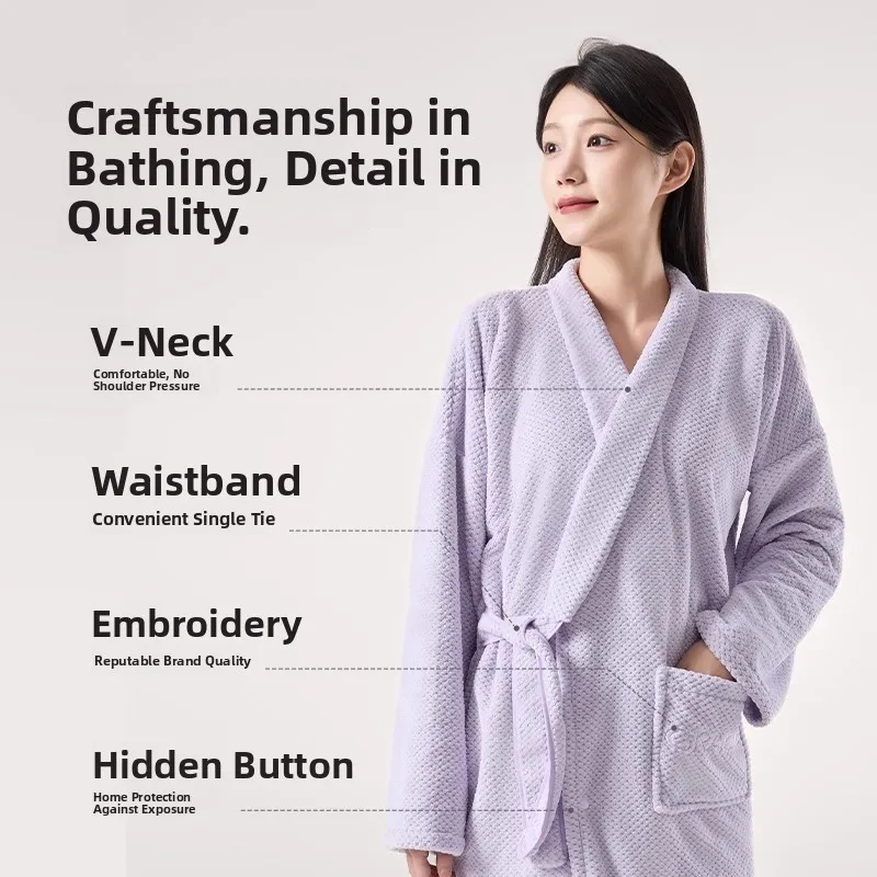 

Coralline Velvet Batobe Women's Spwear Qui-drng Absorbent No-edding Wearable Towel Sle Bathing Suit Home Comfort