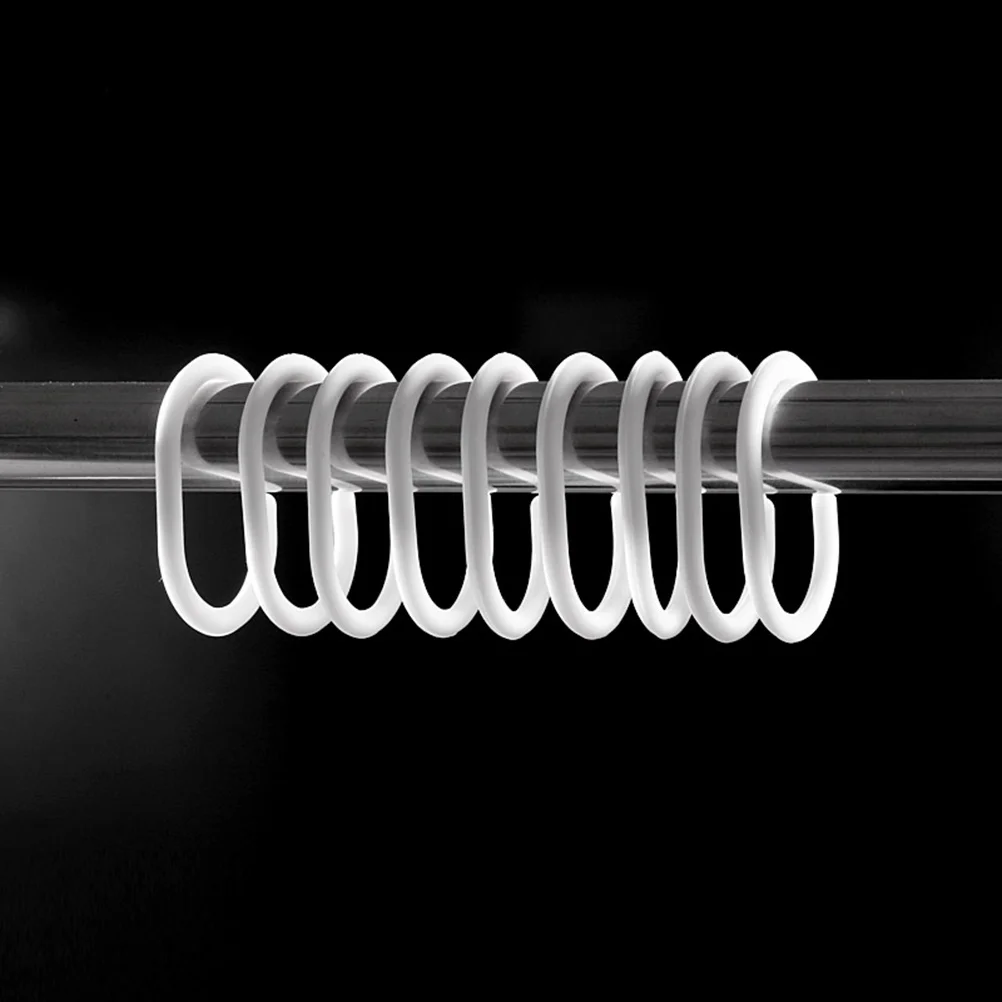 

24Pcs C Shape Shower Curtain Hooks White Plastic 55x4cm Oval Rings for Tub Bathroom Drape Glide Smooth Quiet Operation