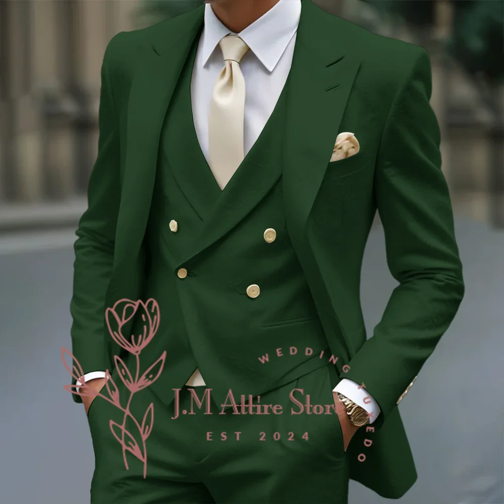 Wit jacquard herenpak 3-delig jasje vest broek formeel elegant stijlvol op maat gemaakt set voor bruiloft cocktail diner feest smoking - afbeelding 1