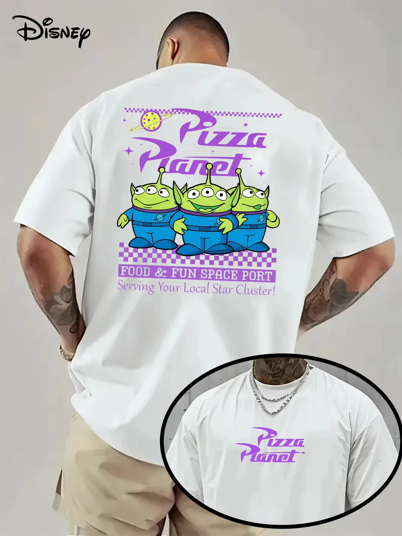 

Men's Disney Toy Story Aliens Pattern T-Shirt Daily Leisure and Theme Activities Wear Unisex Cotton Short Sleeve Oversized