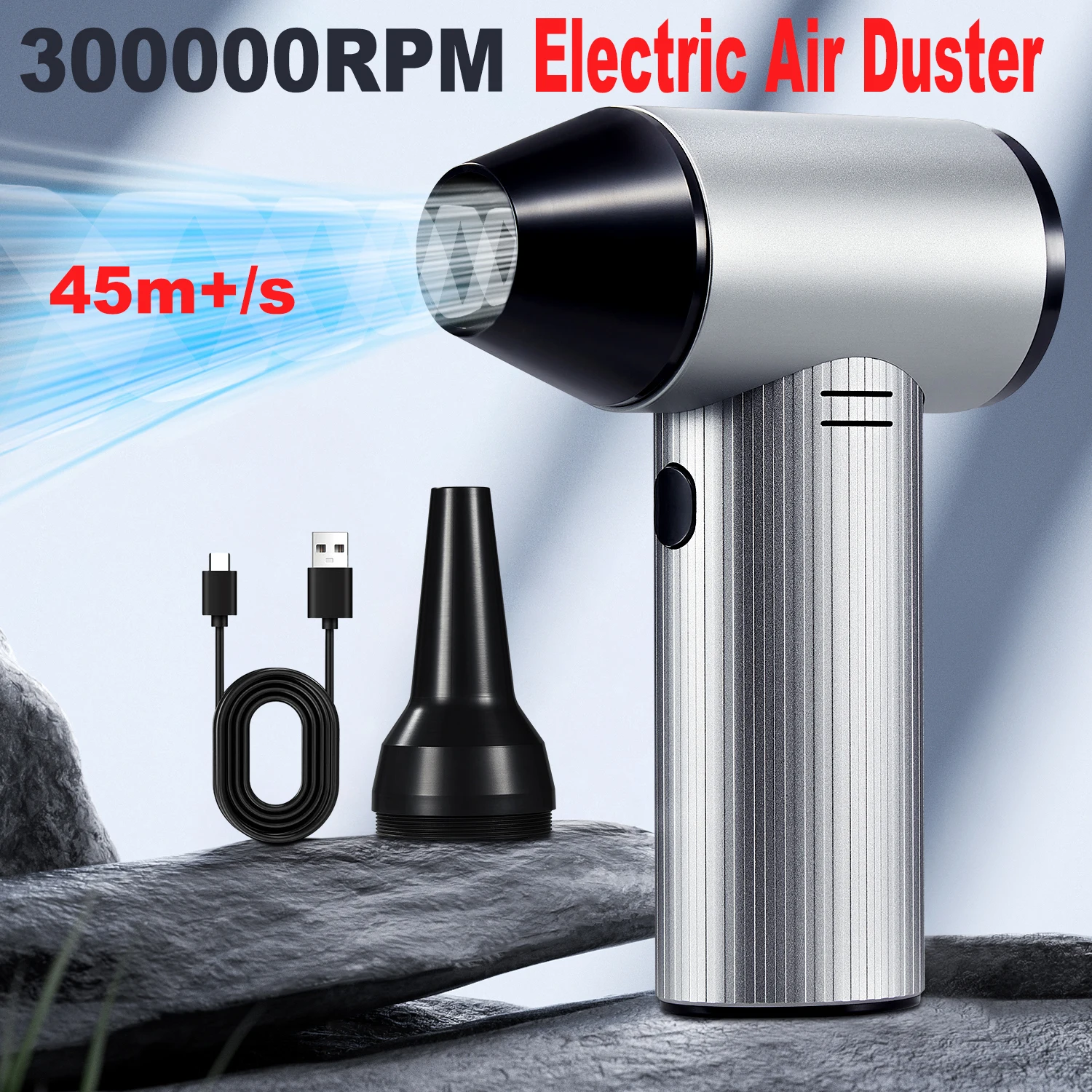 

300000 Бесщеточные электрические турбонагнетатели об/мин, струйный вентилятор, 15 Вт, быстрая зарядка, электрическая воздушная тряпка, турбореактивный вентилятор, высокоскоростной ручной вентилятор