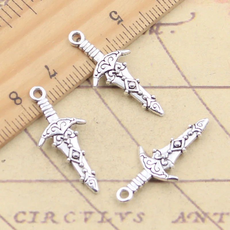 20pcs Charms Sword Dagger 28x13mm Tibetan Silver Color Pendants Antique Jewelry Making DIY Handmade Craft