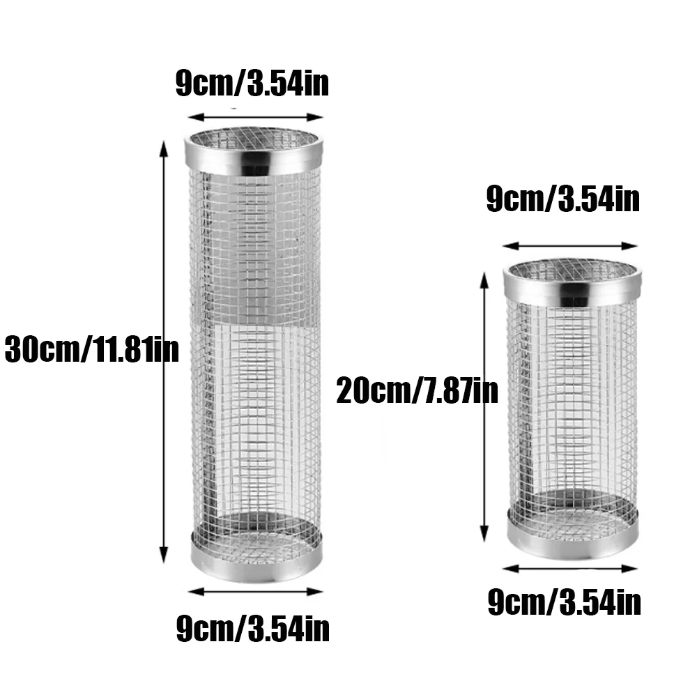 Rolling Grilling 、Stainless Steel BBQ Net Tube Baskets Accessories Tools for Vegetable Fish Meat Food Camping