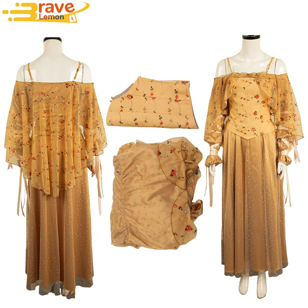 

Женский костюм Падме для косплея Amidala, желтое платье, костюм для косплея, маскировочная одежда из фильма, наряд для женщин, карнавальный костюм на Хэллоуин