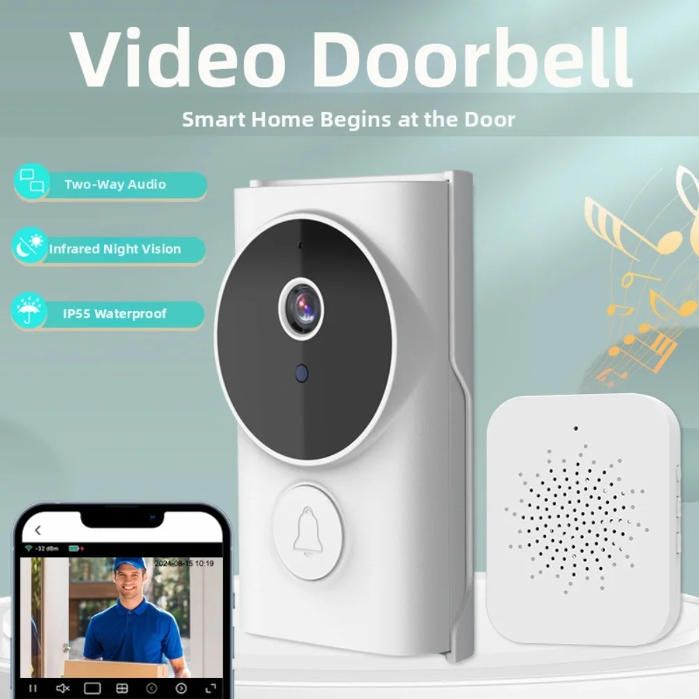 

Porch Monitoring Smart HD Doorbell PIR Motion Sensor PIR Motion Detection HD Video Streaming Real-time Smartphone Viewing