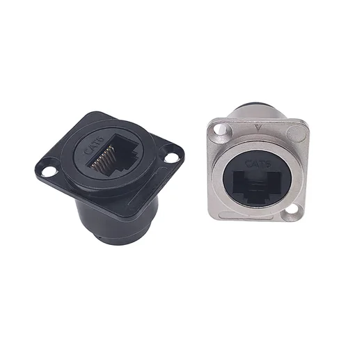 Imagen 2 del producto Conector RJ45 tipo D CAT6 hembra a hembra, enchufe RJ45 de Metal, montaje en Panel, negro plateado