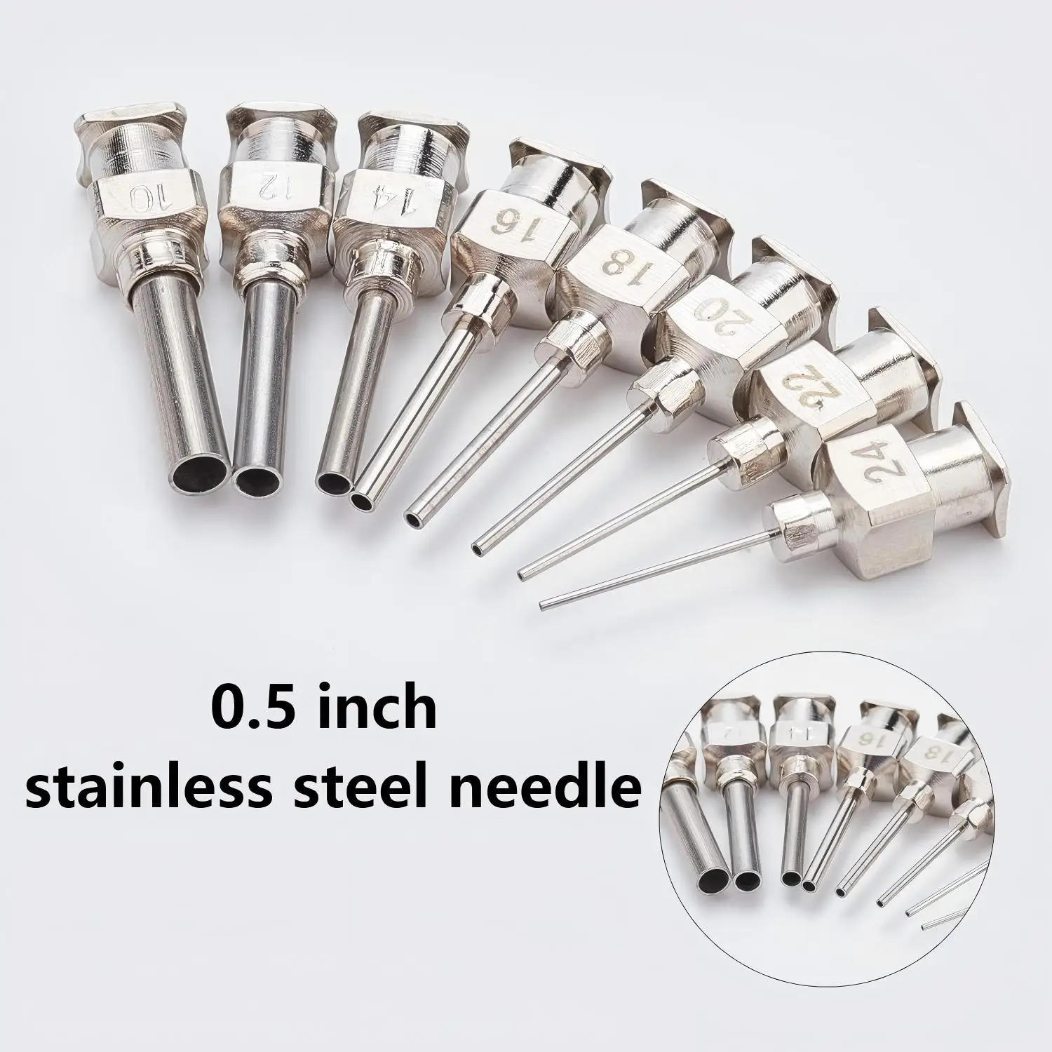 Factory direct 0.5 inch stainless steel needle 12 pieces/1 box 20G to 30G needle glue dispenser accessories