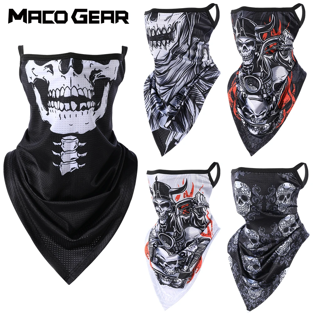 Skull Print Quick-drying Bandana Summer Scarf Breathable Half Face Cover Reusable Neck Gaiter Mask Sport Cycling Hiking Fishing