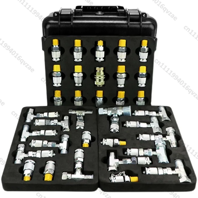 Excavator Pressure Measurement Three-way Joint Distribution Valve Walking Hydraulic Pressure Gauge Quick Connection Full Set