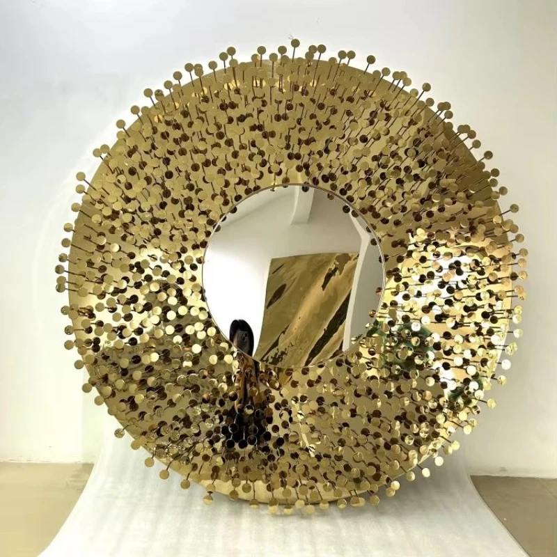 

Luxury 3D wall panel pattern mirror embossed metal mirror decoration modern simple wall hanging