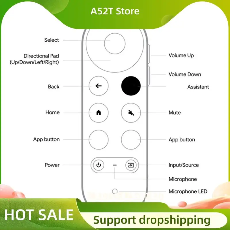 

A52T 4X новый сменный пульт дистанционного управления для Google 4K Snow G9N9N 2020, Bluetooth Voice TV, пульт дистанционного управления