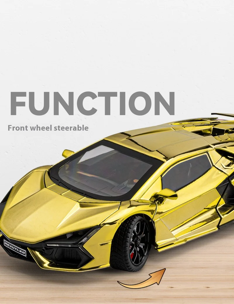 1:24 Lamborghini Revuelto wersja poszycia natryskowego z natryskiem wody, efekt mgły realistyczna symulacja Model ze stopu prezent dla chłopca