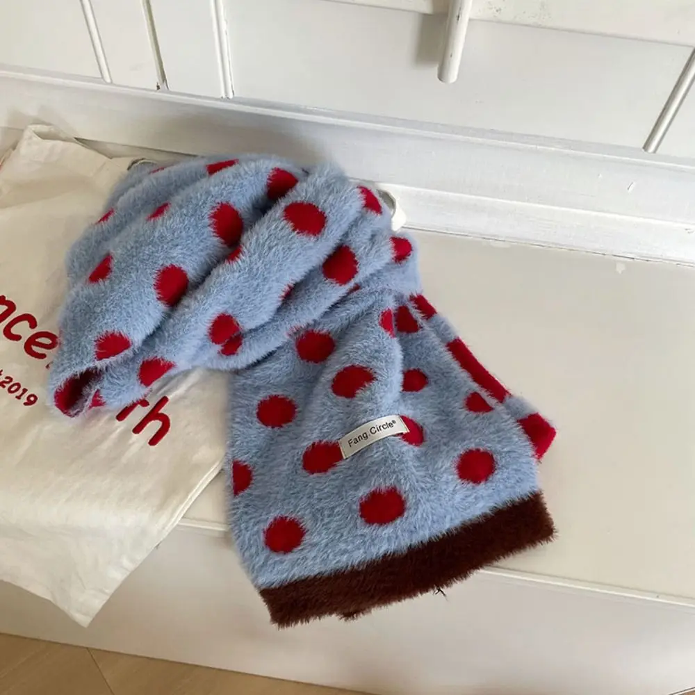 

Модный двусторонний шарф в горошек, толстый теплый ветрозащитный длинный шарф, мягкий термошарф с цветными блоками, осень-зима