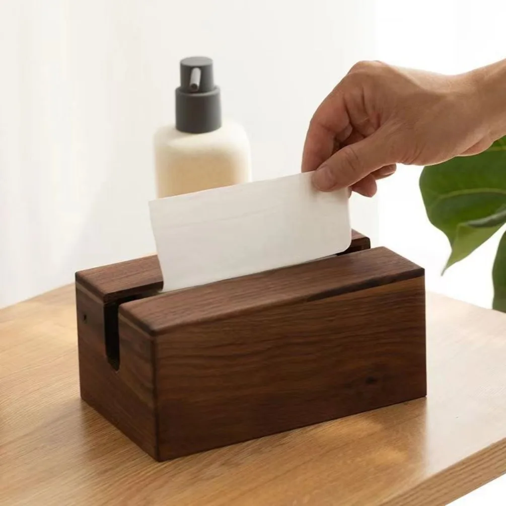 Wooden Tissue Box Rectangular Napkin Paper Towel Holder Car Tissue Holders Home Desktop Extractable Type Napkin Toilet Paper Box