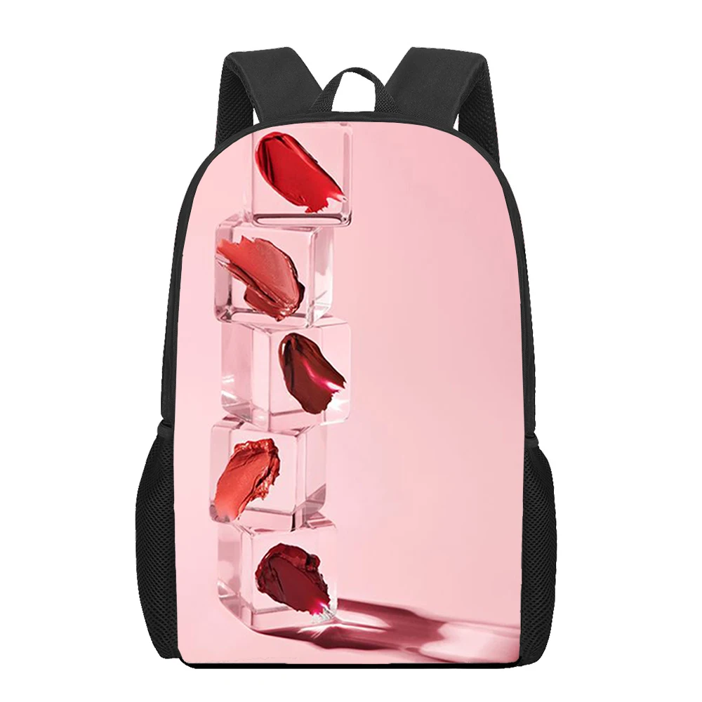 Eyeshadow Lipstick Art School Bags for Girls Boy Kid Backpack Women Mochila Students Book Bag Children Shoulder Bag Lightweight