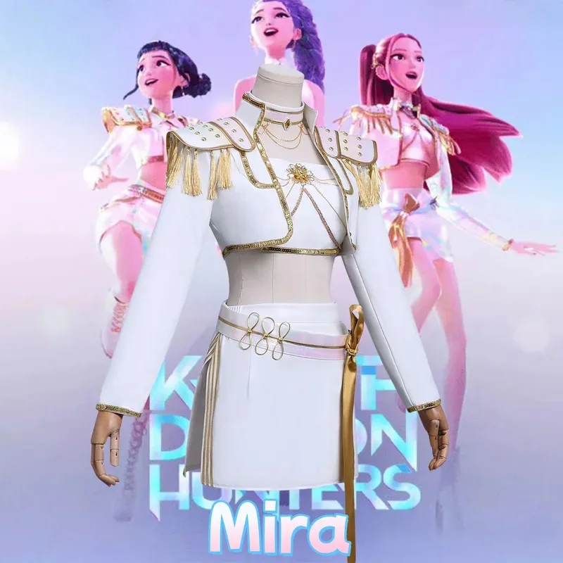 L2025l nuevo disfraz de Cosplay Kpop Rumi Zoey Mira falda de uniforme de cuero blanco fiesta de Carnaval de Halloween Comic-con trajes de juego de rol