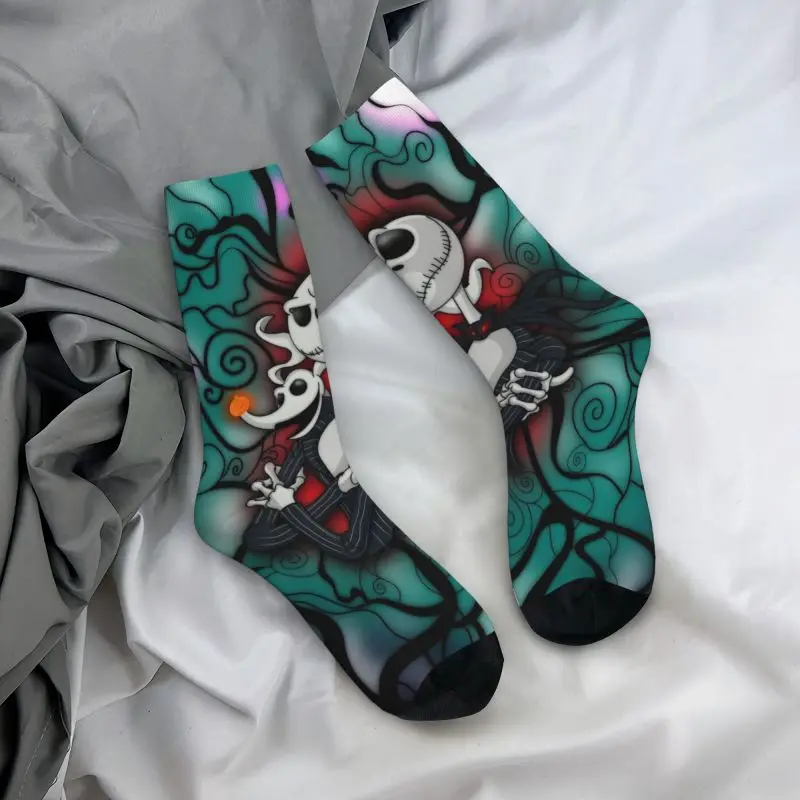 Calcetines personalizados Jack Skellington para hombre, novedad Unisex, pesadilla antes de Navidad, primavera, verano, Otoño e Invierno