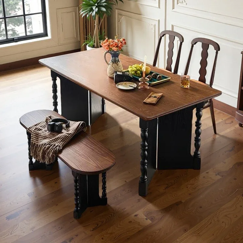 

Французский ретро-комплект обеденного стола и стульев из массива дерева, обеденный стол для дома и ресторана