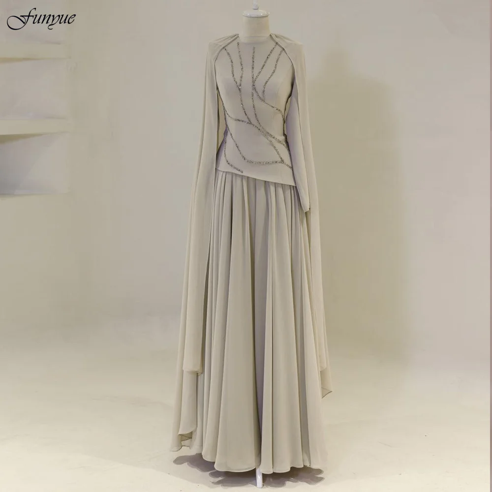 

Мусульманские вечерние платья по индивидуальному заказу, роскошные элегантные халаты De Soirée 2025 года, торжественное платье для матери невесты с накидкой из шифона и бисера