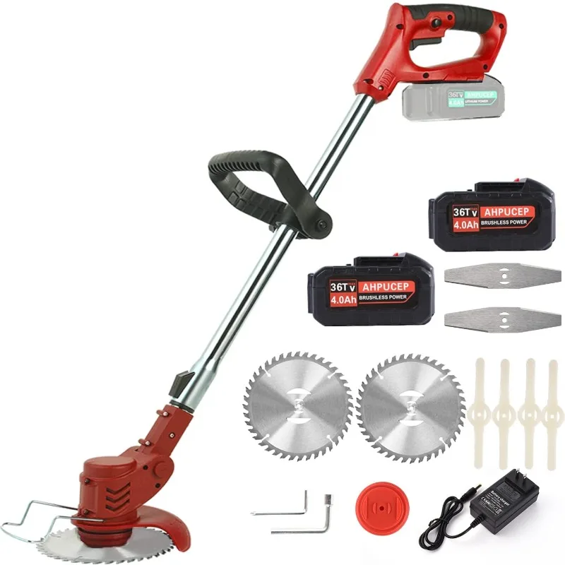 Cordless Brush Cutter Weed Wacker with 3Types Blades,Electric Brush Cutter Stringless Weed Eater Battery Powered