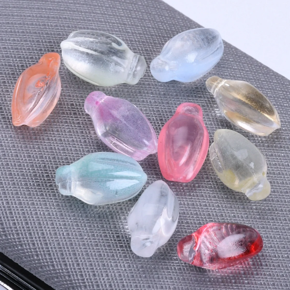 

10pcs Floral Bud Shape Pendants 10x8mm Crystal Lampwork Glass Loose Beads For Jewelry Making DIY Flower Crafts Findings