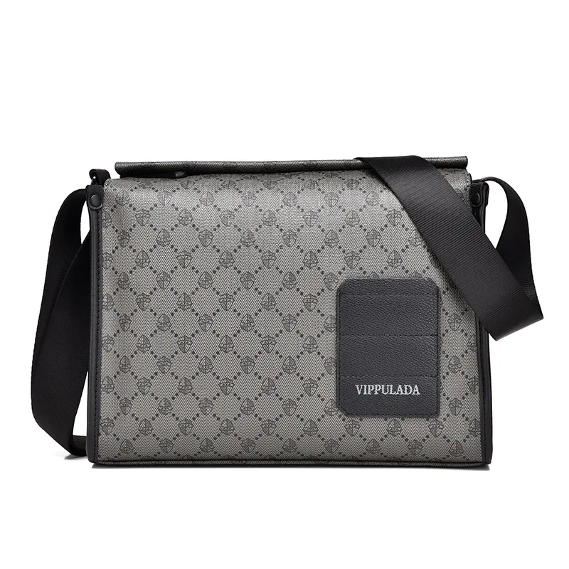 

Plaid Floral Print Men's Crossbody Bags Fashion PVC Men's Messenger Bag Large Capacity Crossbody Bags Male Waterproof Satchels