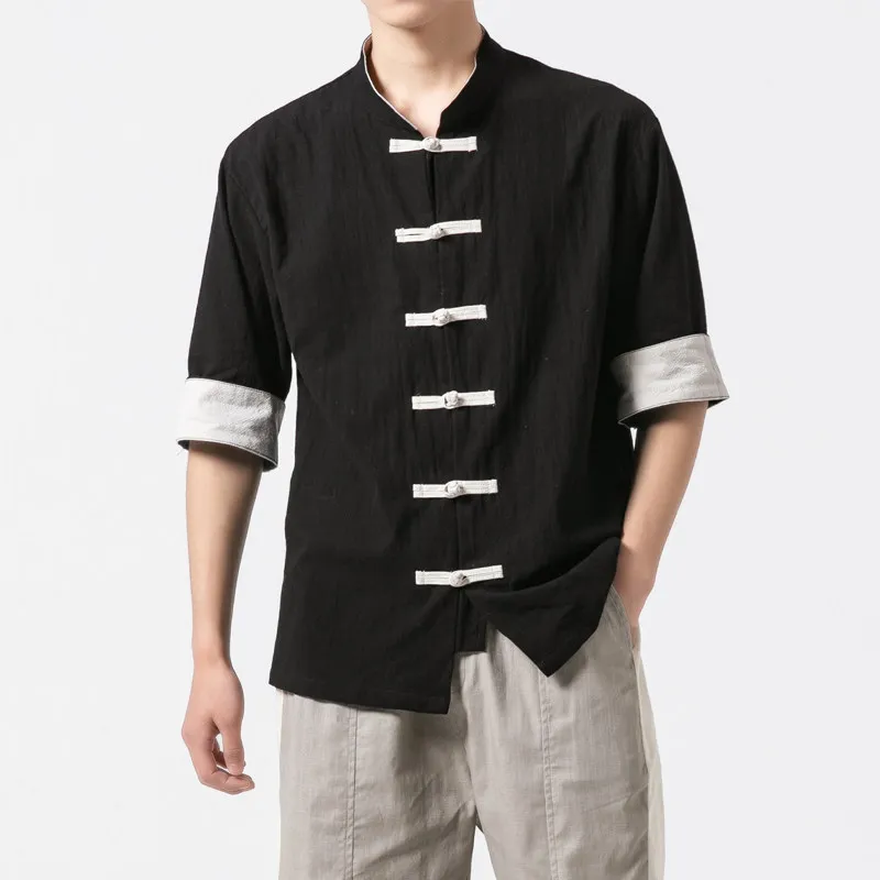 Premium High-End Unisex Chinese Traditional Hanfu Robe Summer 2026 Lightweight Short Sleeve Cotton Linen Breathable Modernized