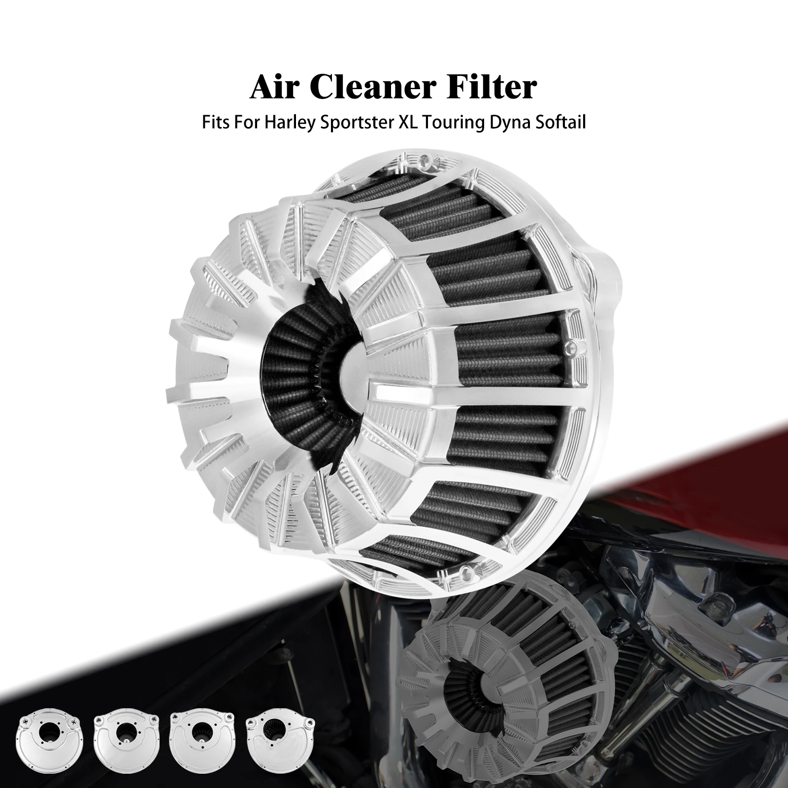 

Motorcycle Air Cleaner Chrome Intake Air Filter For Harley Touring Road Glide FLHR Softail FL Dyna Fat Boy Sportster XL 883 1200