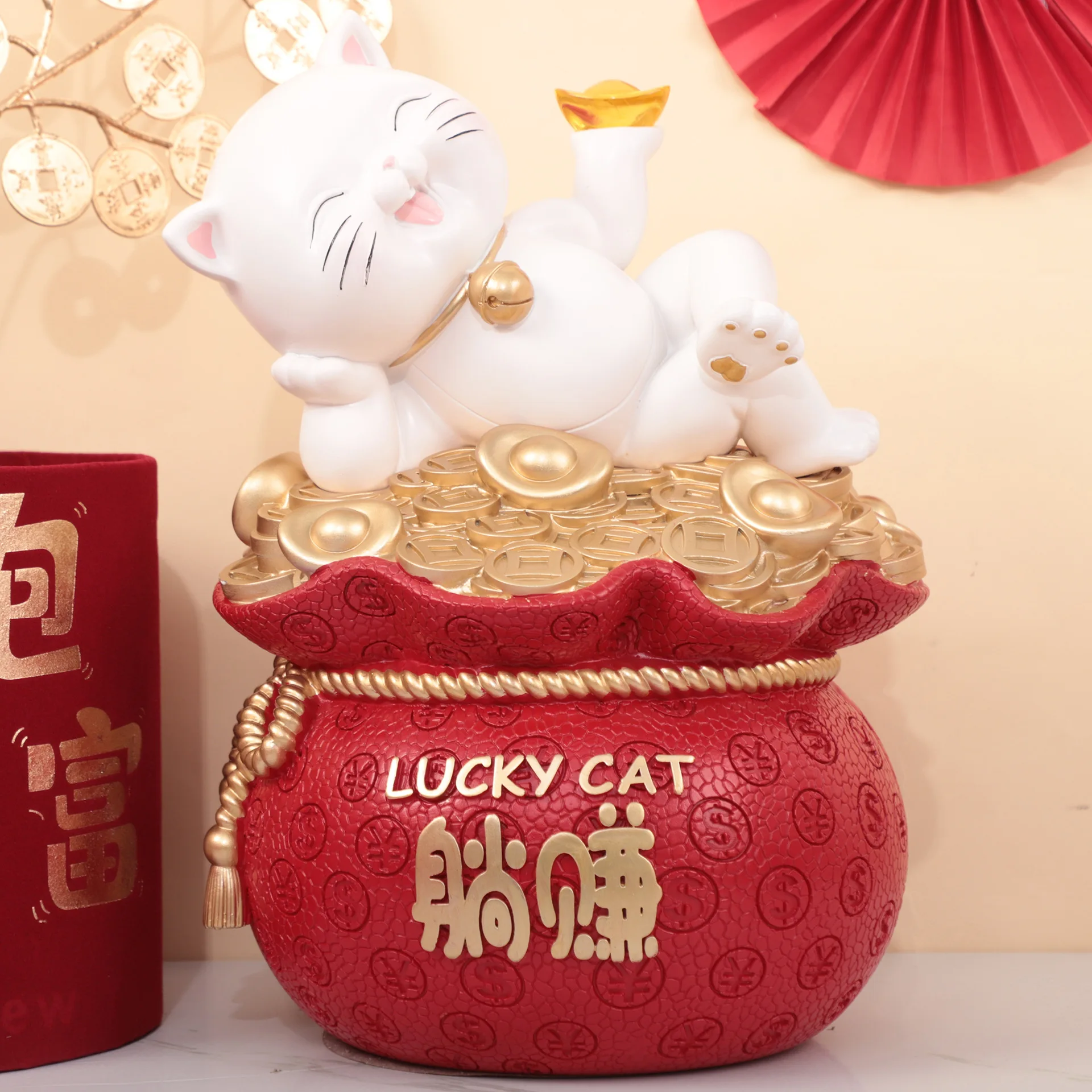 LTT Lucky Cat Lucky Bag Yuanbao Ornament Company Front Desk Piggy Bank Ornament