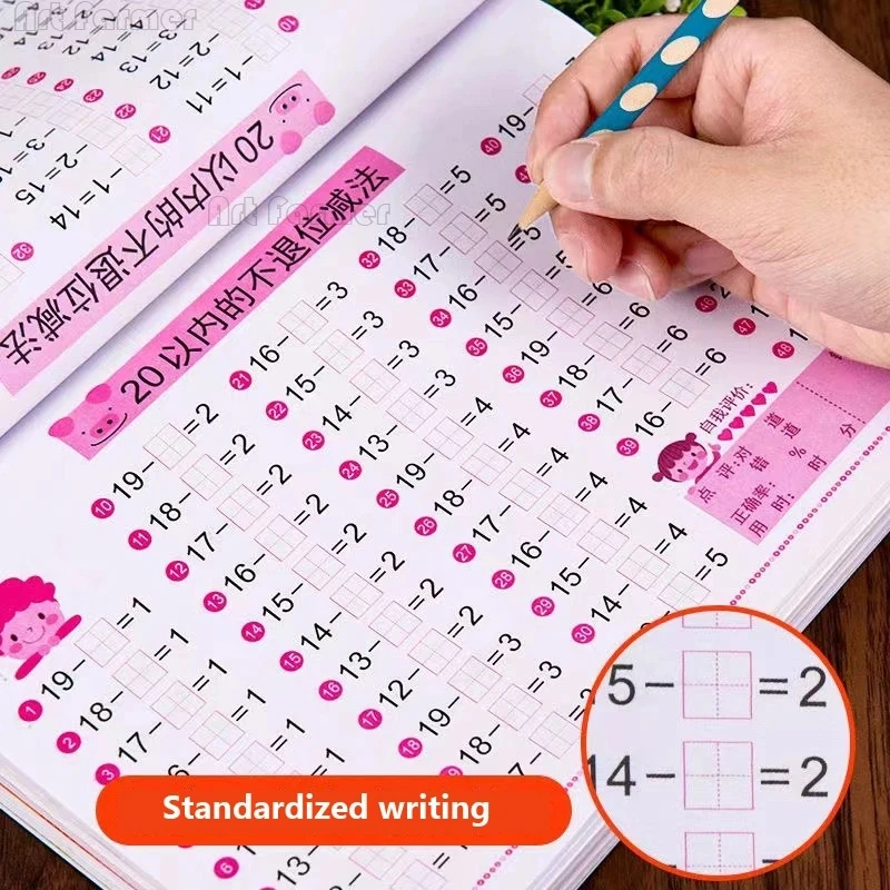 60 Pages/Book Addition and Subtraction Children's Learning Mathematics Workbook Handwritten Arithmetic Exercise Books Notebooks
