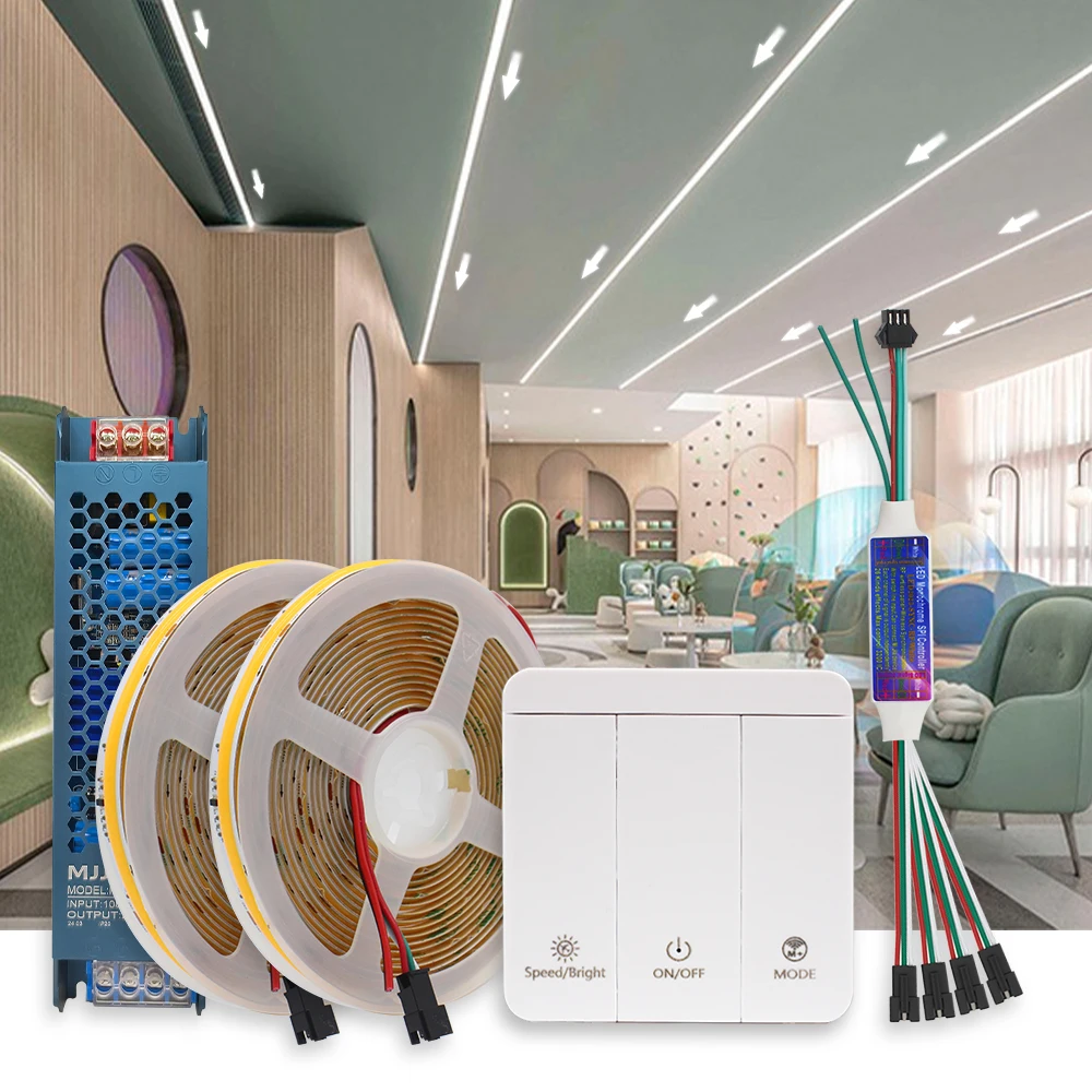 

24 В COB Светодиодная лента с проточной водой WS2811 10 мм Теплый холодный белый последовательный светодиодный ленточный светильник для скачек с синхронизацией пульта дистанционного управления