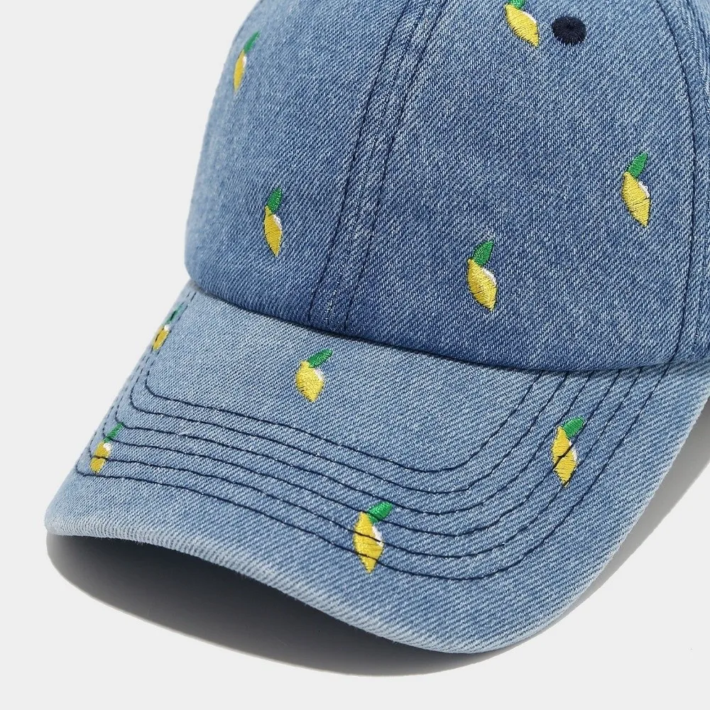 قبعات البيسبول العصرية الدنيم قابل للتعديل تنفس قبعات الغولف الليمون الحب الكرز التطريز Gorras Para Hombres للجنسين
