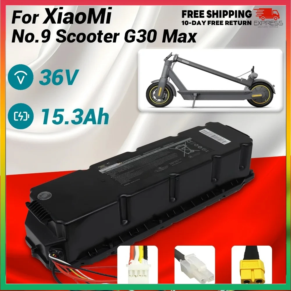 

Aleaivy 36V 15300mAh 10S6P Li-ion Battery Pack for Xiaomi Ninebot G30 MAX No.9 Electric Scooter Replacement Batterise