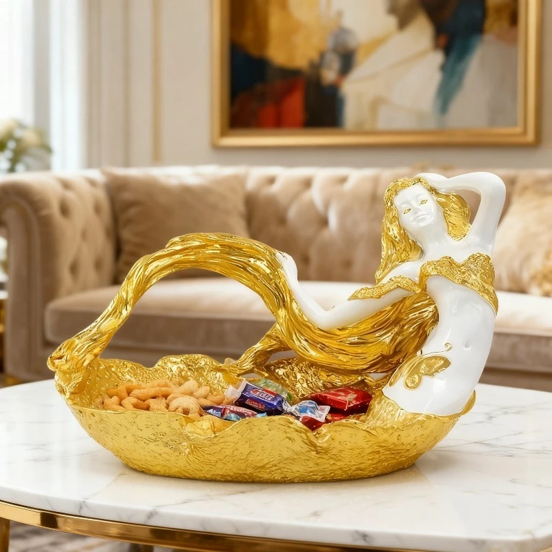 Light luxury retro character fruit plate electroplating high-end home coffee table