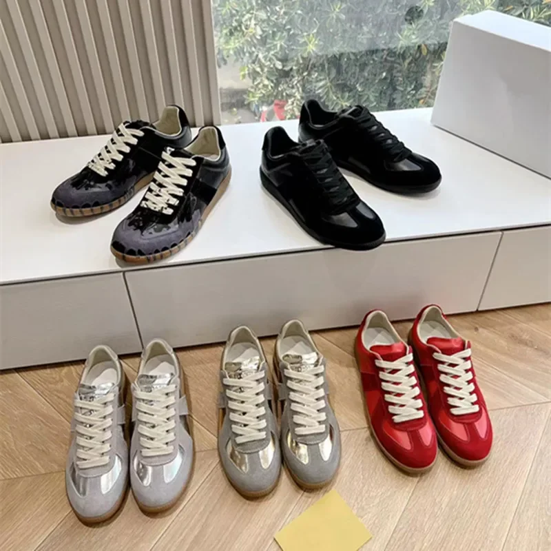 

First layer cowhide classic retro German training shoes genuine leather couple white shoes men's and women's board shoes