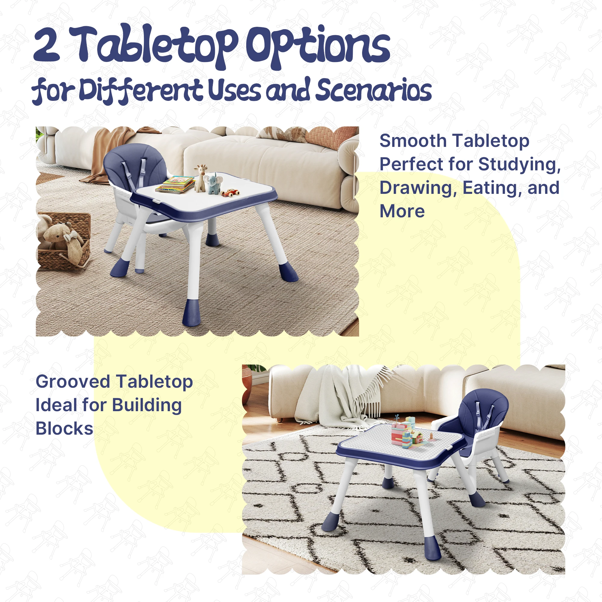 Convertible 5-in-1 High Chair for Babies And Toddlers - Building Block Table Kids Learning Desk & Chair Set with Easy Clean Cushion And Removable Tray 5-Point Harness - view 6