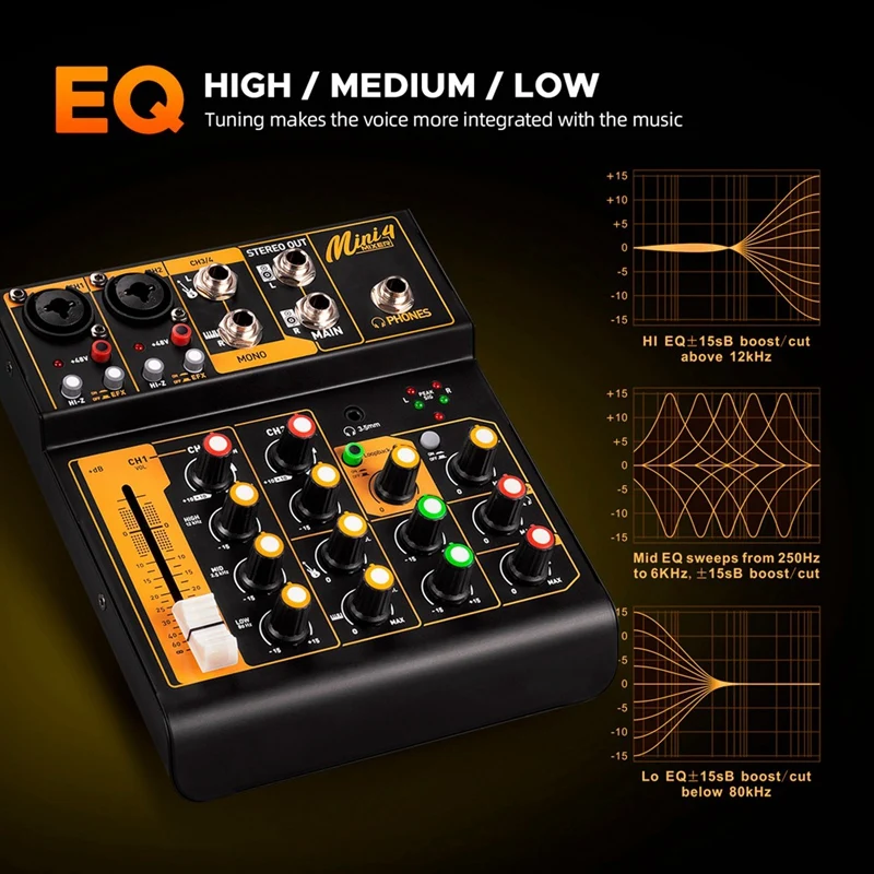 1Set Interface Dj Console Bluetooth 5.0 Otg Reverb 48V Geluidskaart Geschikt Voor Live Uitzending Pc Opname