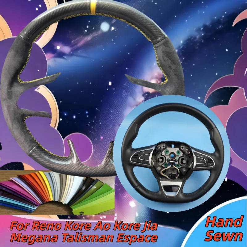 

Hand-Sewn Genuine Leather Car Steering Wheel Cover For Reno Kore Ao Kore Jia Megana Talisman Espace Car Accessories
