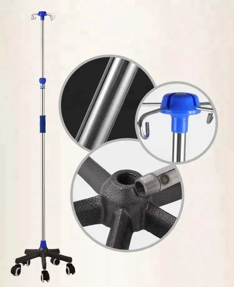 حامل عمود التنقيط iv القابل للإزالة EUR PET مع 4 خطافات كأثاث المستشفى