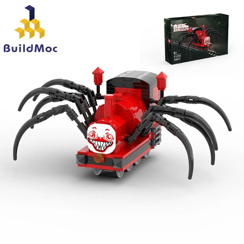 BuildMoc Double Choo-Choo Charles Car Building Blocks Kit Horrors Game Spider Train Animal Figures Bricks Toys For Children Gift