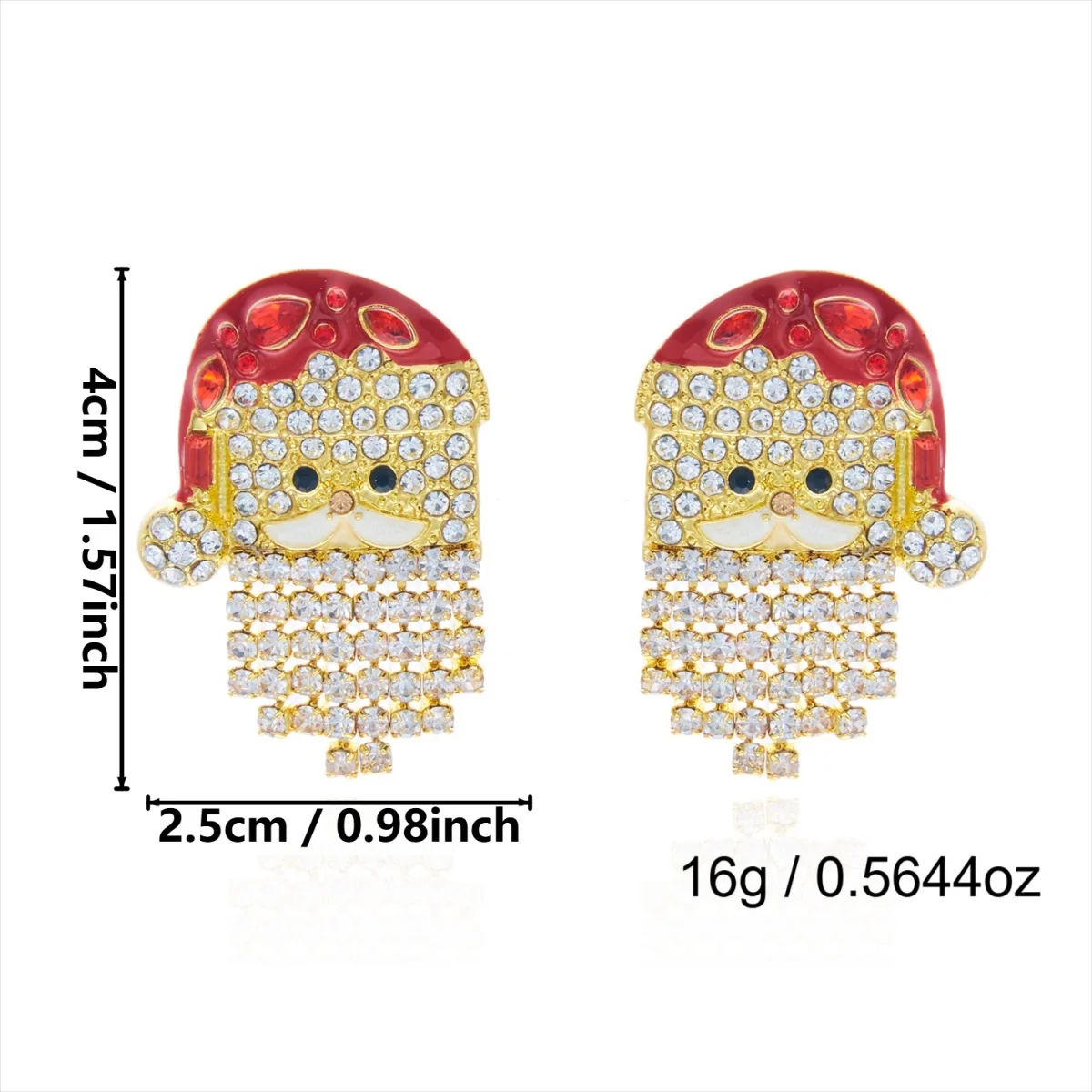 Kreative, niedliche Weihnachtsmann-Ohrstecker mit simuliertem Perlenquastenbart für Frauen, Strass-Weihnachtsmann-Ohrringe, Weihnachtsparty-Schmuck – Detail 36