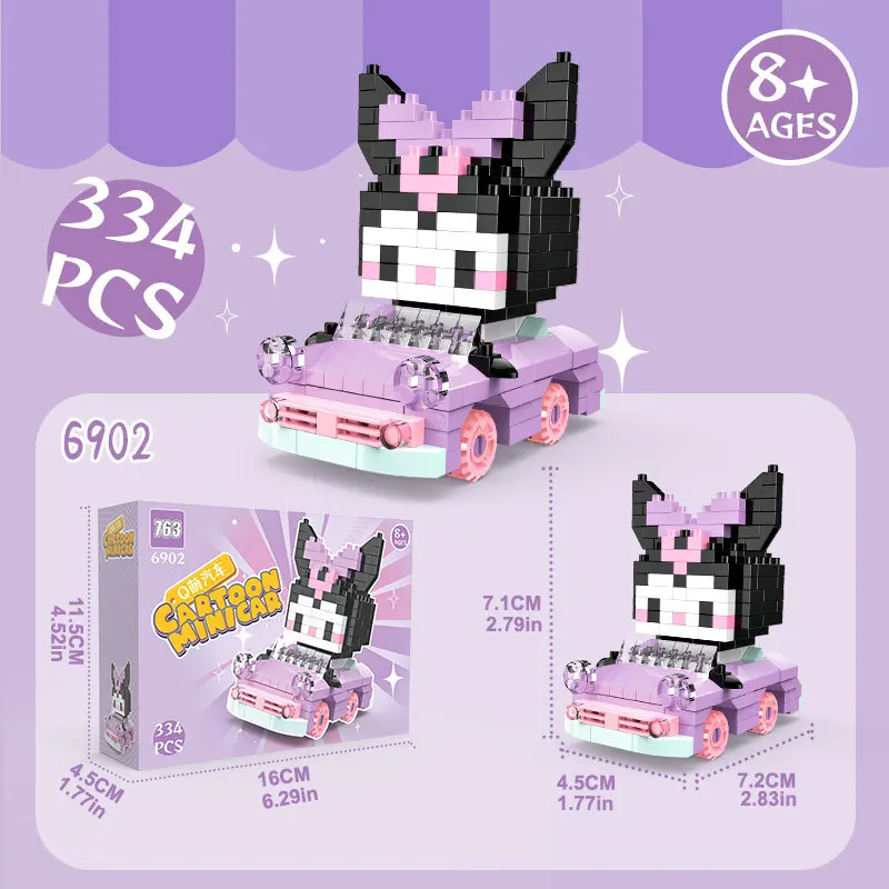 Hello Kitty Toy Building Blocks Melody Blocks Cartoon Character Kart Assembled Model building block Dolls Toys Children Gifts