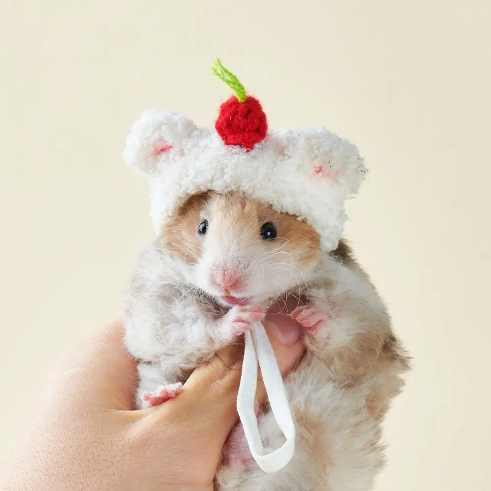 Decorative Hamster Wool Hat Breathable Soft Crochet Knitted Hamster Hat Adjustable Parrot Decoration Hat