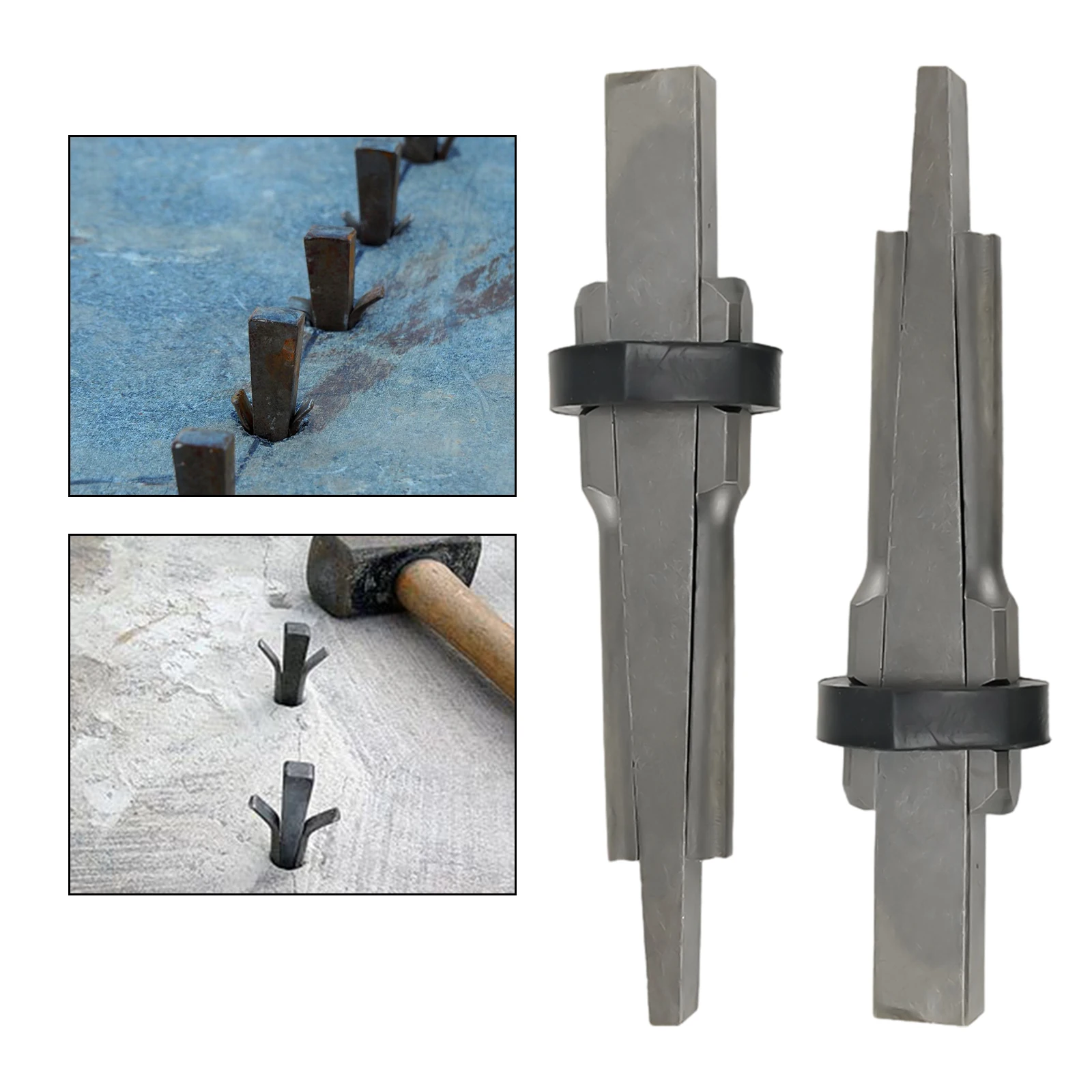 2Pcs Wedge And Feather Shims Heavy Duty Stone Splitting Tools For Concrete Rock Stone Splitter Marble Granite Hand Tool Sets